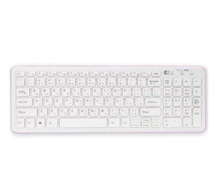 Heatz ZK06 Premium wireless keyboard and Mouse combo - White - Zoom Image 2