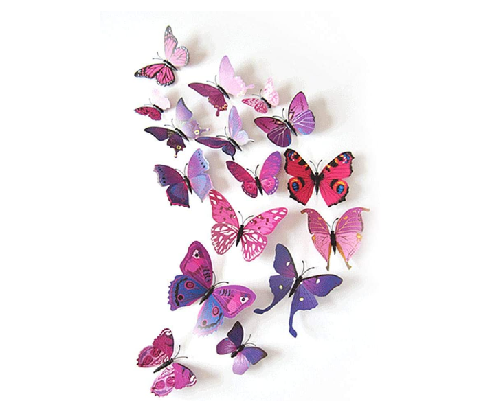 Set of 12 Pieces GF-132-1 3D Pink Purple Mix Colour Butterfly Wall Stickers - Zoom Image 3