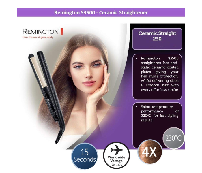 Remington S3500XLC Hair Straightner - Black - Zoom Image 4