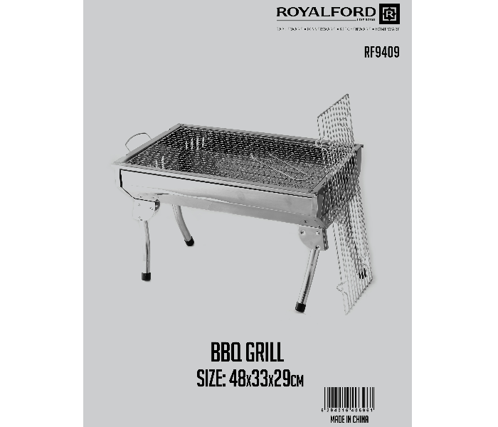 Royalford RF9409 Portable Foldable BBQ Grill - Silver - Zoom Image 5