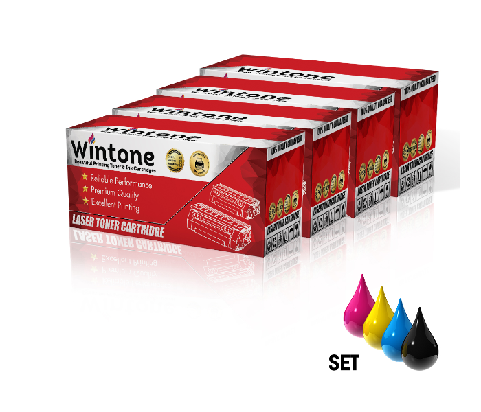 Wintone Compatible Set of 4 Pack Toner Cartridge CE310A CE311A CE312A CE313A 126A for HP Color Laserjet - Black,Cyan,Yellow and Magenta - Zoom Image