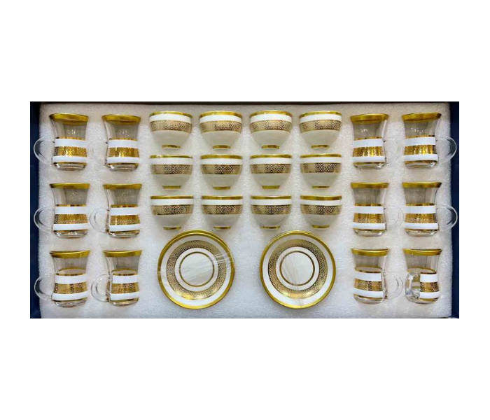 Classic Arabic 24 Pieces Set With 12 Saucers - White - Zoom Image 2