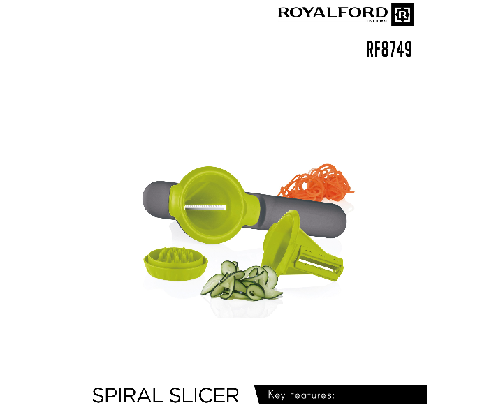 Royalford RF8749 2-in-1 Spiral Slicer - Green & Grey - Zoom Image 2