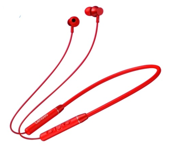 Lenovo QE03 Bluetooth 5.0 Neck-mounted Wireless Sports Bluetooth Earphone with Magnetic and Wire Control Function- Red - Zoom Image