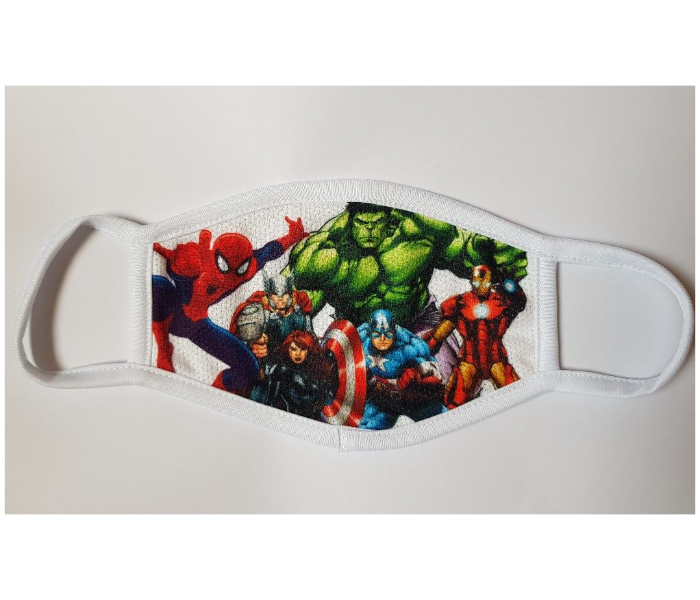 Kids Facemask With Avengers Animated Character White - Zoom Image