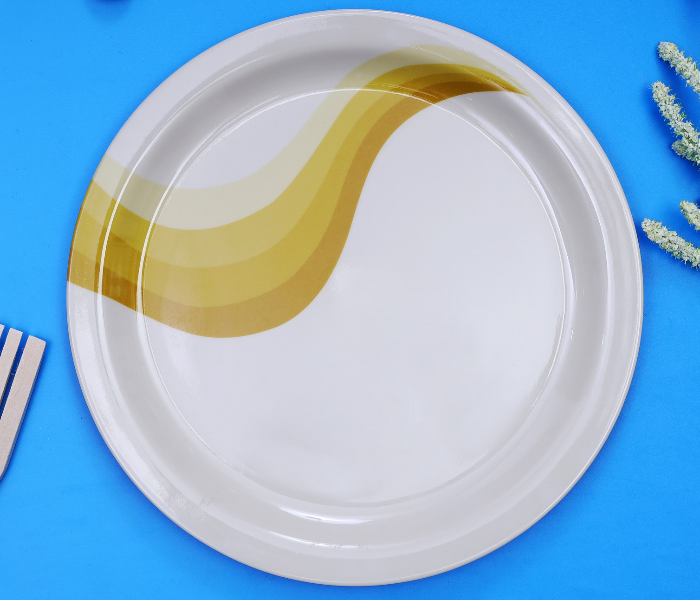 Royalford RF8040 11-inch Melamine Ware Super Rays Flat Plate - Ivory & Yellow - Zoom Image 2