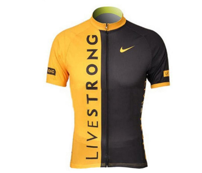 Mens Large Cycling Jersey Set Full Zip Coolmax Polyester 9D Pad Nike Livestrong Design - Black and Yellow - Zoom Image 5