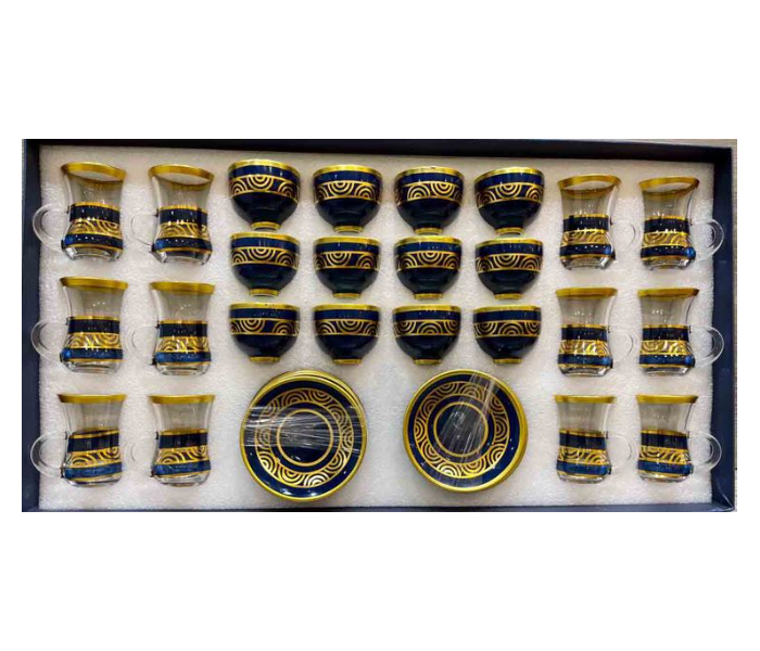 Classic Arabic 24 Pieces Set With 12 Saucers - Blue - Zoom Image