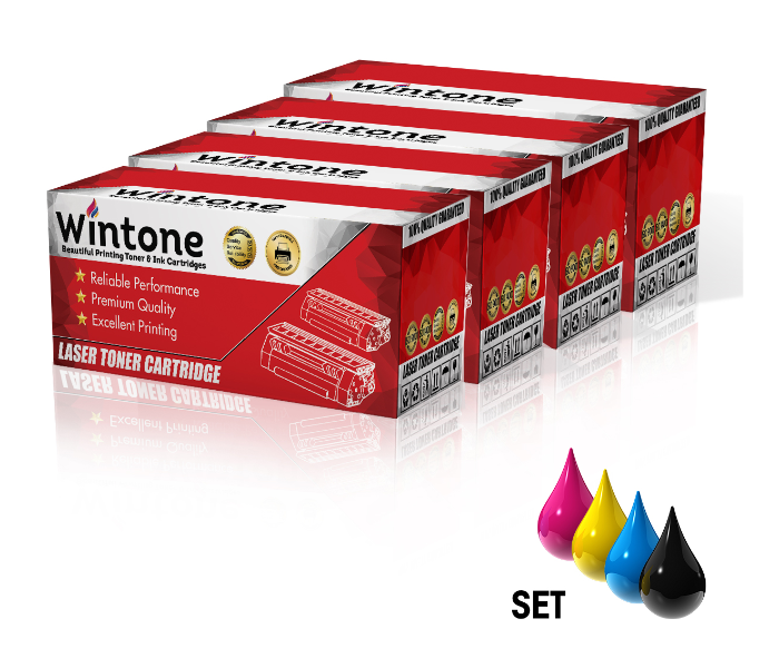 Wintone Compatible Set of 4 Pack Toner Cartridge CB540A CB541A CB542A CB543A CRG716 for HP 125A - Black,Cyan,Yellow and Magenta - Zoom Image