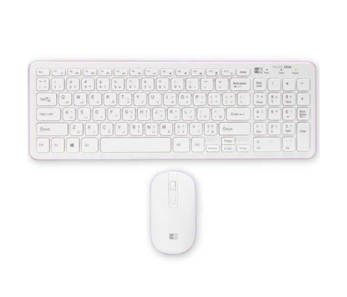 Heatz ZK06 Premium wireless keyboard and Mouse combo - White - Zoom Image 1