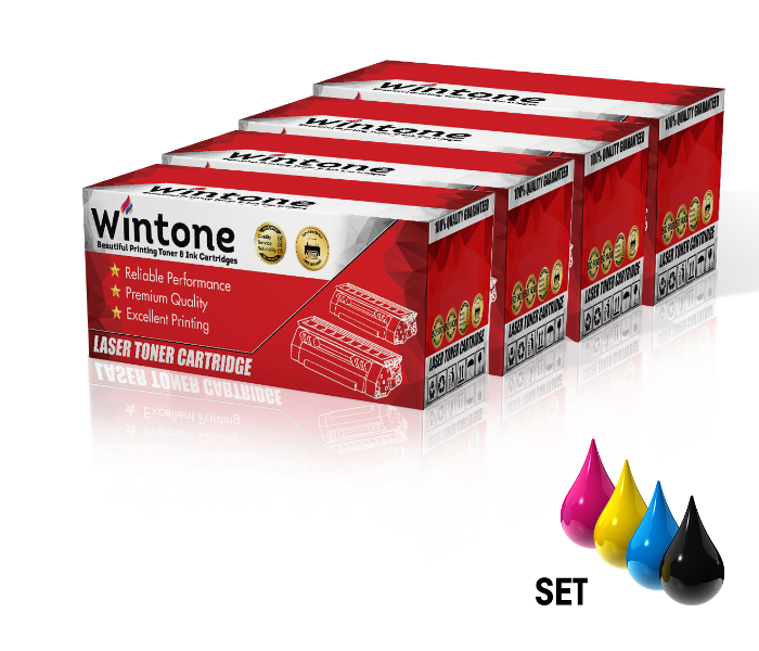 Wintone Compatible Set of 4 Pack Toner Cartridges CF400A CF401A CF402A CF403A CF201A for HP Color LaserJet Pro 200 - Black,Cyan,Yellow and Magenta - Zoom Image