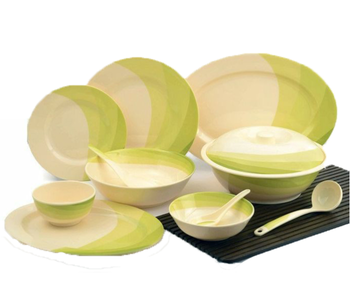 Royalford RF8101 64 Pieces Ribble Designed Melamine Ware Dinner Set - Ivory & Pista Green - Zoom Image 5