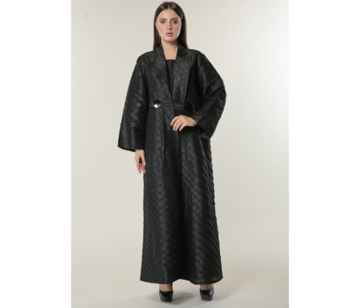 Moistreet Large Black Jaquard Coat Style Abaya - Zoom Image 4