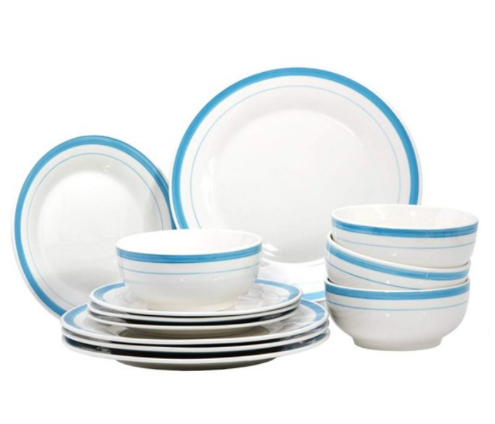 Royalford RFU9114 12 Pieces Porcelain Dinner Set - White & Blue - Zoom Image 1