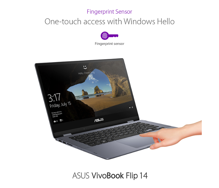 Asus VivoBook Flip 14 TP412FA-EC598T 14 Inch FHD Intel Core i3 Processor 4GB RAM 128GB SSD Intel HD Graphics - Silver - Zoom Image 5