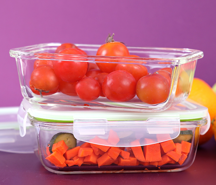 Royalford RF8814 600ml Glass Rectangle Airtight Container - 2 Pieces, Clear & Green - Zoom Image 2