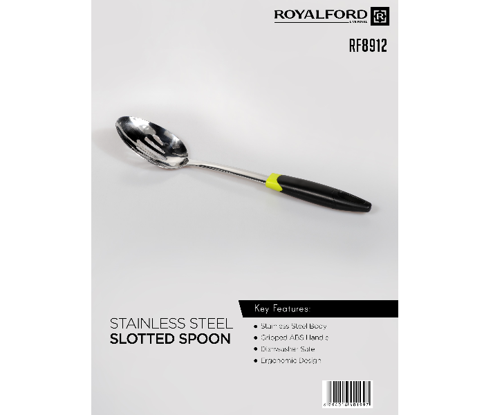 Royalford RF8912 Stainless Steel Slotted Spoon with ABS Handle - Black & Silver - Zoom Image 5