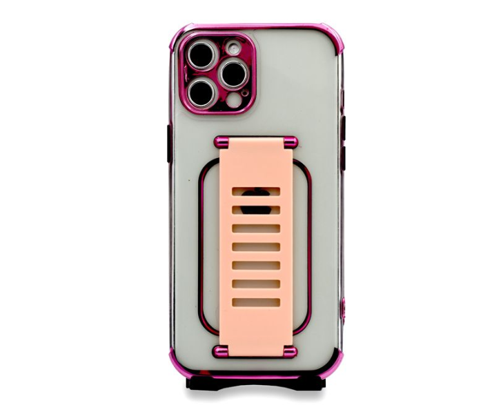 Grip2U GR-1305 Transparent Case With Finger Grip For iPhone 12 Pro - Pink - Zoom Image