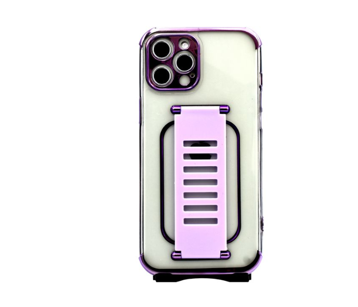 Grip2U GR-1306 Transparent Case With Finger Grip For iPhone 12 Pro - Purple - Zoom Image