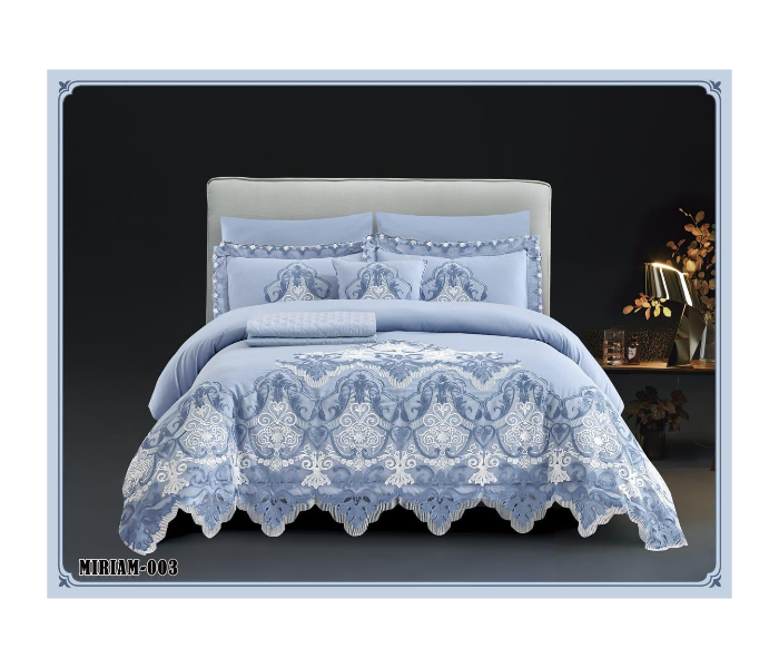 Two Piece Bridal Comforter Plain Frilly - Blue - Zoom Image