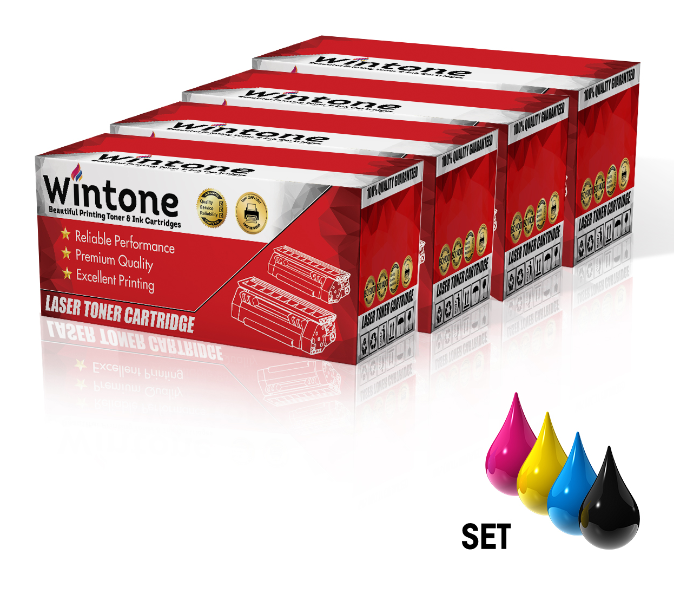 Wintone Compatible Set of 4 Pack Toner Cartridges CF540A CF541A CF542A CF543A 203A for HP Color LaserJet Pro - Black,Cyan,Yellow and Magenta - Zoom Image