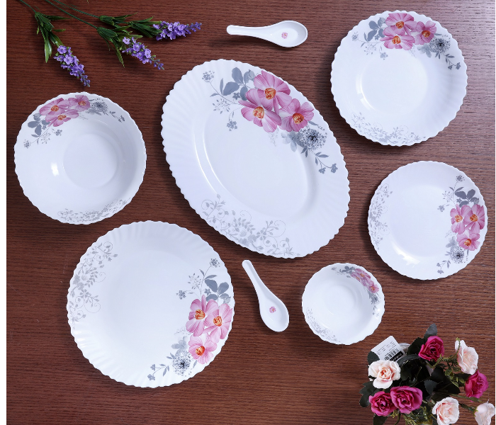 Royalford RF8981 33 Pieces Opal Ware Dinner Set - White - Zoom Image 2