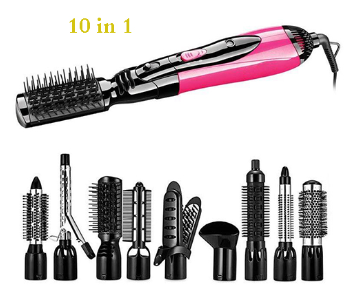 Koleda RF466 10 in 1 Professional Hair Styler- Black & Pink - Zoom Image