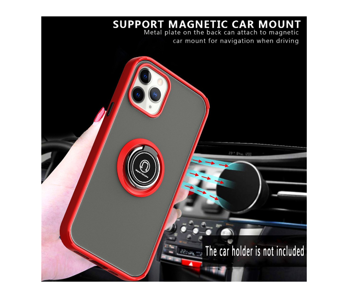 Silicone Soft Edge Mobile Case with Metal Finger Ring Holder Stand for Apple iPhone 12 Pro Max - Black - Zoom Image 3