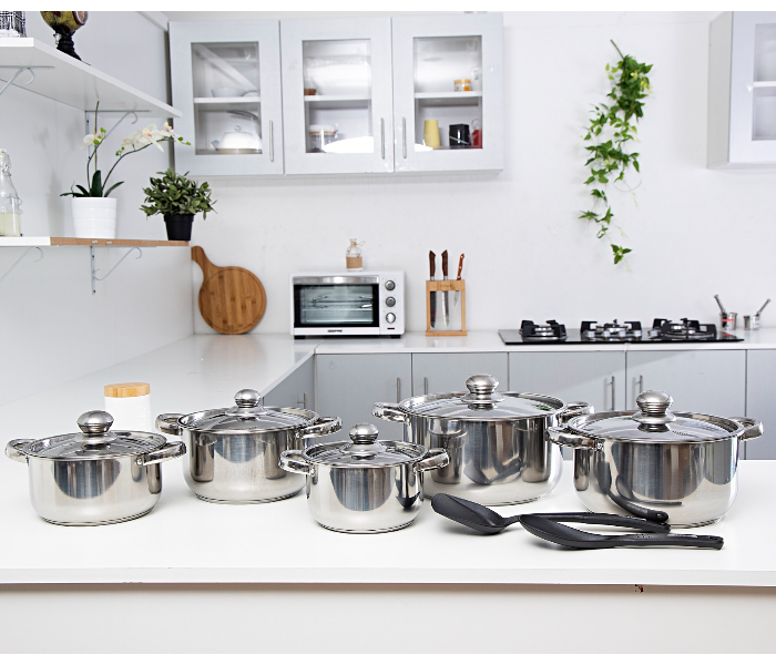 Royalford RF9352 12 Pieces Stainless Steel Cookware Set - Silver - Zoom Image 1