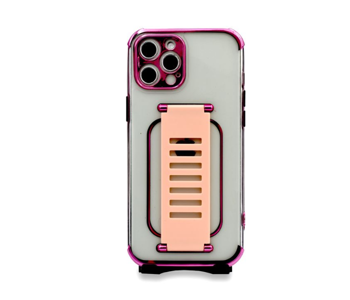 Grip2U GR-1298 Transparent Case With Finger Grip For iPhone 12 Pro Max - Pink - Zoom Image