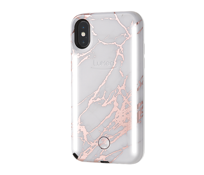 Lumee Duo for iPhone XS Max - Metallic Rose White Marble - Zoom Image