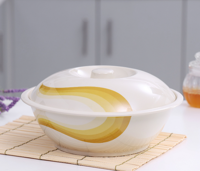 RoyalFord RF8053 10-inch Melamine Super Rays Bowl with Lid - Ivory & Yellow - Zoom Image 4