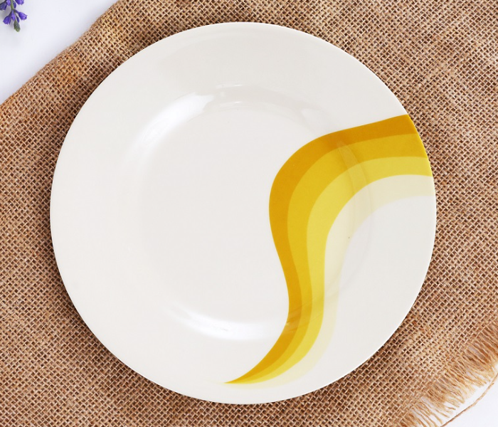 Royalford RF8044 8-inch Melamine Ware Super Rays Flat Plate - Ivory & Yellow - Zoom Image 1