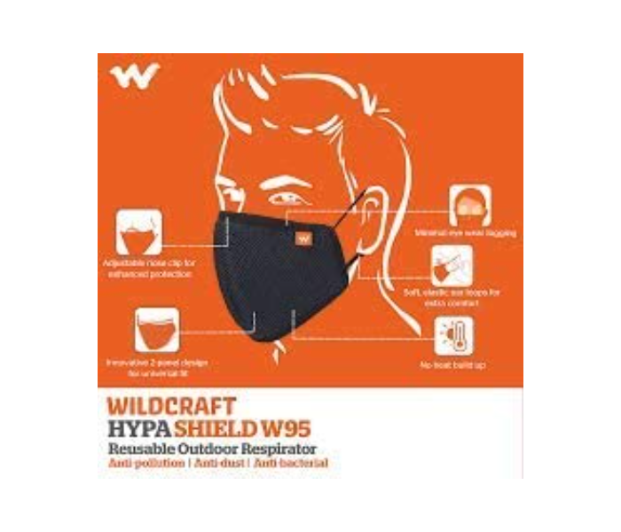 Wildcraft W95MASK W95 Anti Pollution Anti Dust Anti Bacterial Reusable Supermask - Black - Zoom Image 2