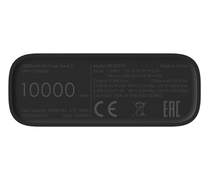 Xiaomi Power Bank 3 10000 mAh Ultra Compact Power Bank - Black - Zoom Image 3