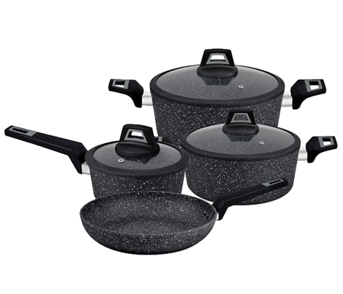 Royalford RF9557 7 Pieces Chef Art Aluminum Cookware Set - Black - Zoom Image 4