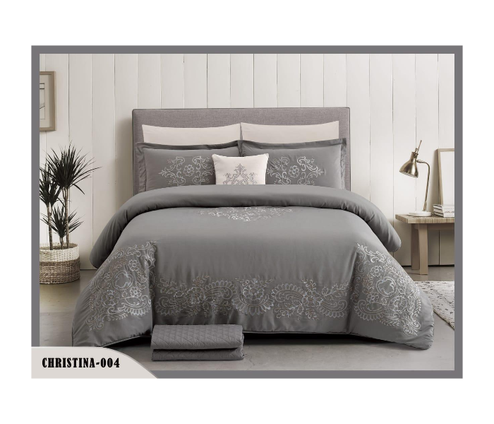 Unique Home 6 Pieces Decorative Embroidery King Comforter - Grey - Zoom Image