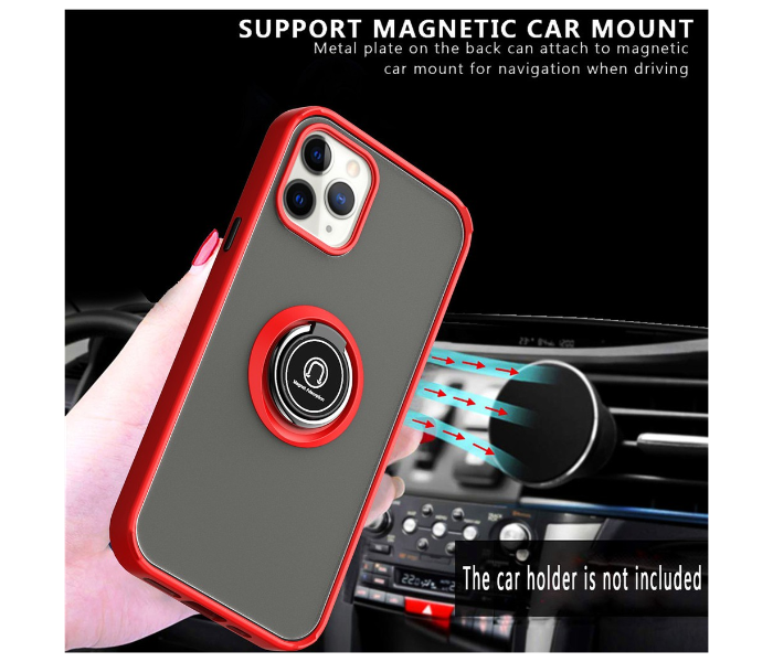 Silicone Soft Edge Mobile Case with Metal Finger Ring Holder Stand for Apple iPhone 12 Mini - Black - Zoom Image 3