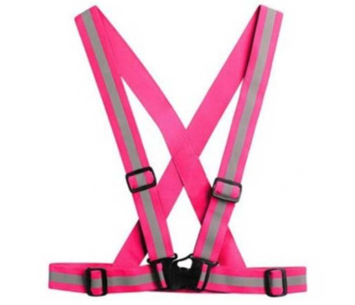 Safety Reflective Adjustable Vest with Elastic Strap for Cycling and Scooter - Pink - Zoom Image 1