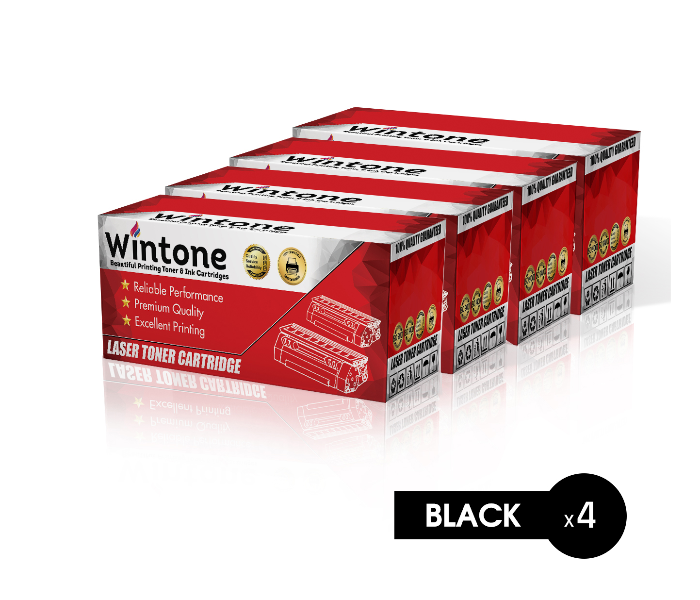 Wintone Set of 4 Pack CE255A 55A Laser Toner Cartridge for HP LaserJet Enterprise - Black - Zoom Image