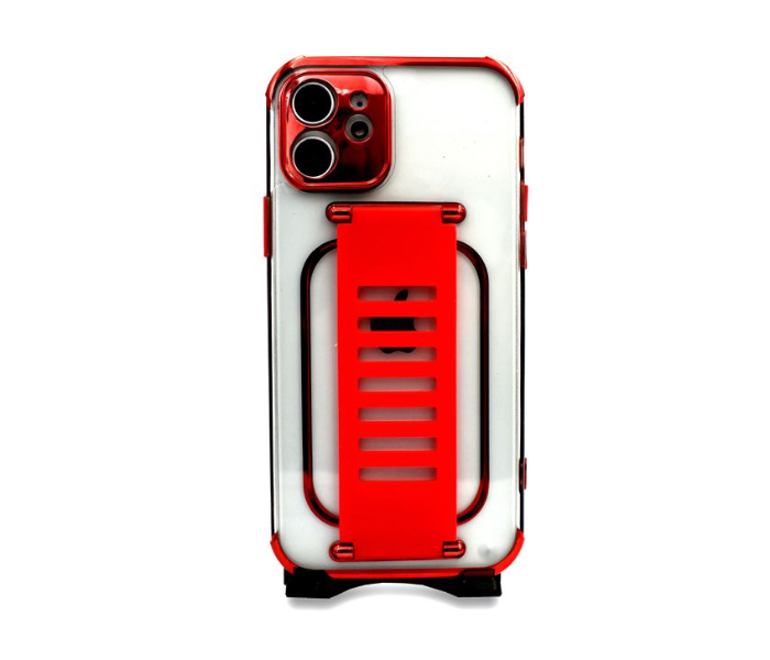 Grip2U GR-1265 Transparent Case With Finger Grip For iPhone 12 - Red - Zoom Image