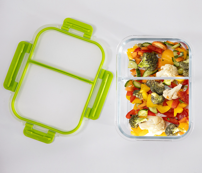 Royalford RF9220 600ml 2 Compartment Food Container - Clear & Green - Zoom Image 2