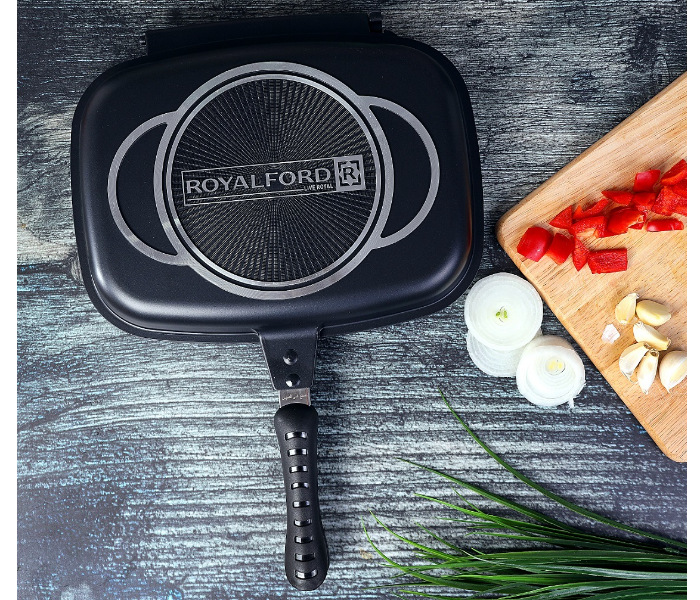 Royalford RF7901 32 Cm Double Grill Pan - Silver & Black - Zoom Image 1