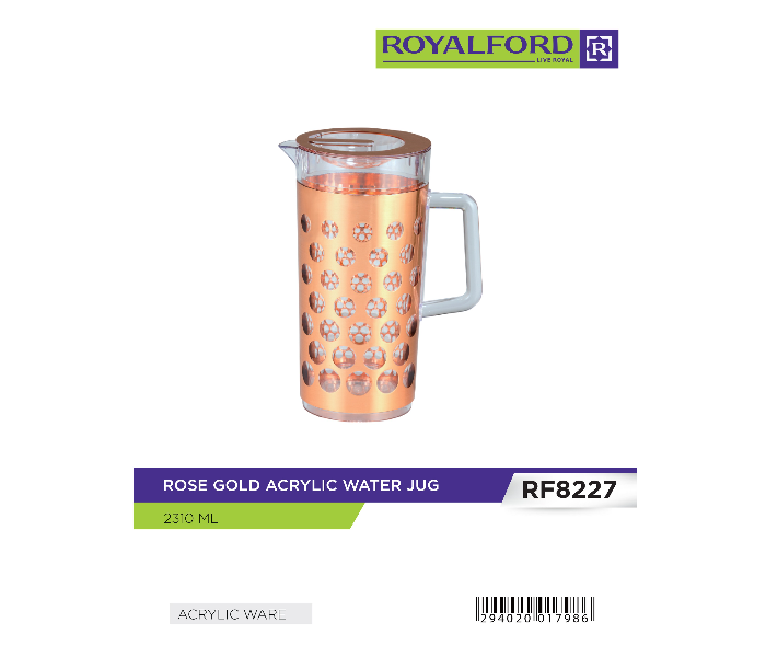 Royalford RF8227 2310ML Acrylic Water Jug - Rose Gold - Zoom Image 4