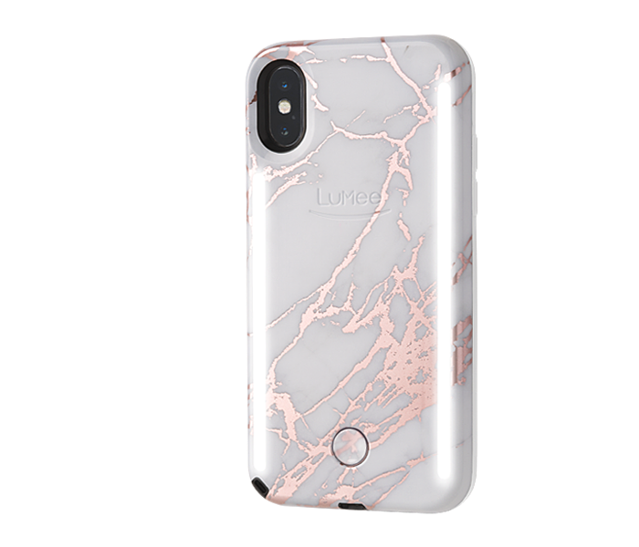 Lumee Duo for iPhone X - Metallic Rose White Marble - Zoom Image