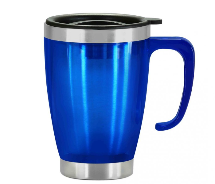 Royalford RF5129 14oz Stainless Steel Travel Mug - Silver & Blue - Zoom Image