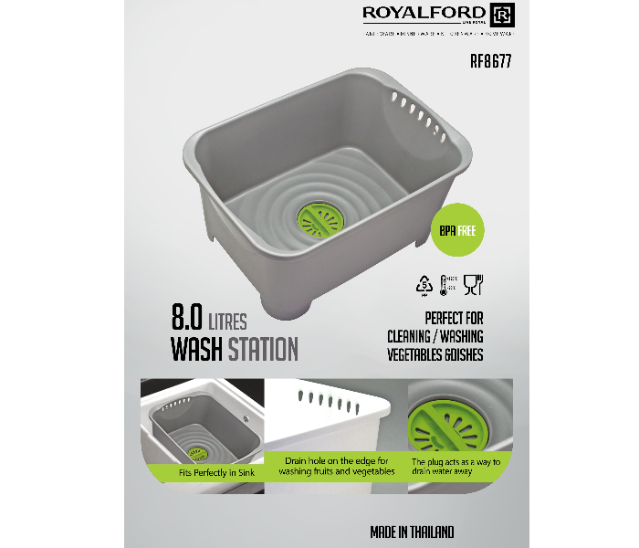 Royalford RF8677 8 Litre Wash Station - Grey - Zoom Image 2