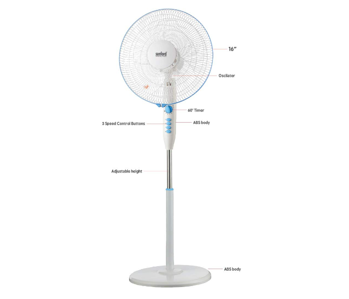 Sanford SF901SFN 16 Inch ABS Body Stand Fan with Timer- White - Zoom Image 3