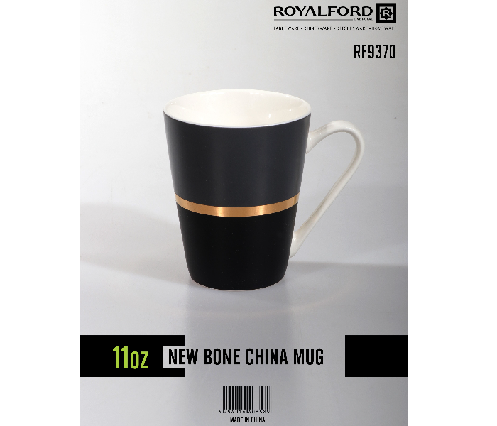 Royalford RF9370 11oz New Bone China Mug - Black & Gold - Zoom Image 2