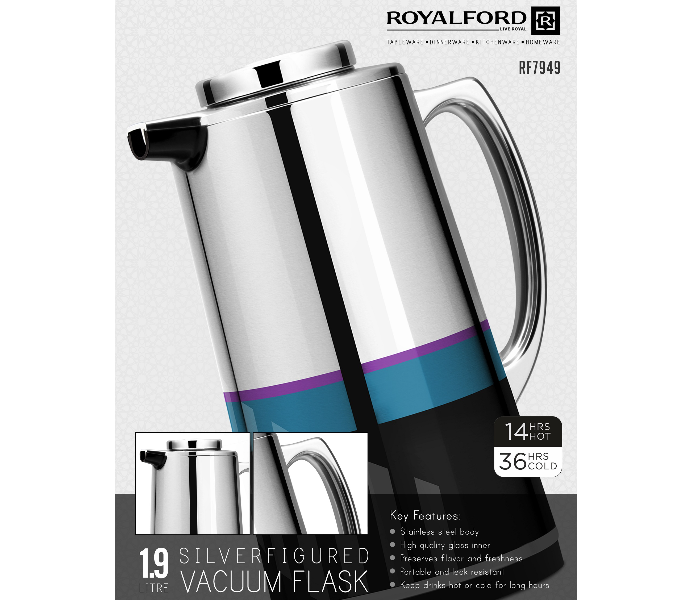 Royalford RF7949 1.9 Litre Vacuum Flask - Multicolor - Zoom Image 3